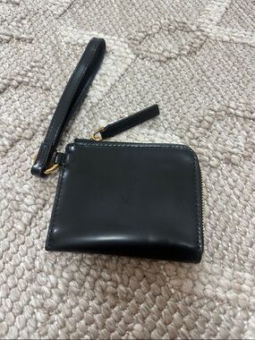 BNWT Madewell Sleek Black Leather Zip Wristlet Wallet